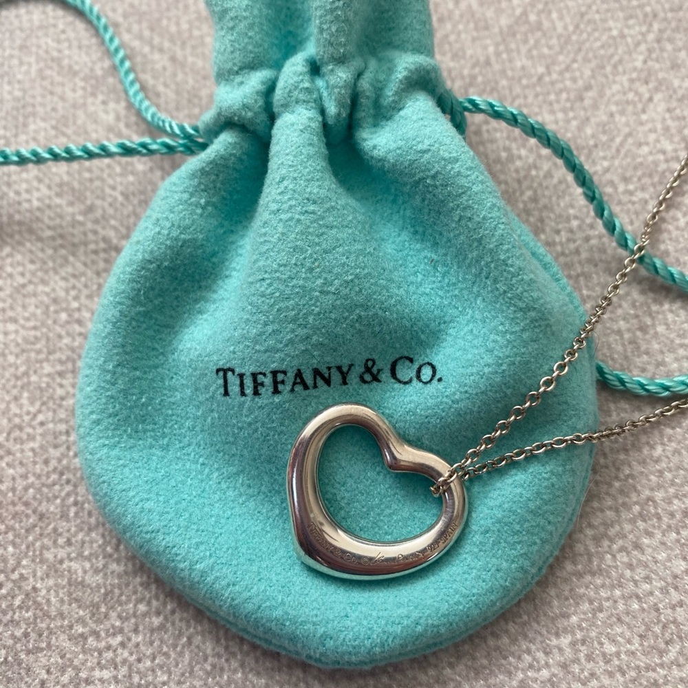 22mm Tiffany & Co. Sterling Silver Open Heart Necklace